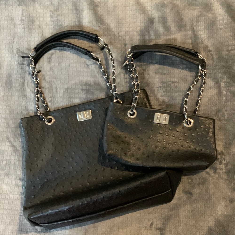 Black Leathered Pebbled Large and Small purses